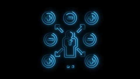 Person with plus and minus influence neon glow animation on black background Stock Footage 308193513