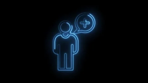 Person with plus sign speech bubble neon style medical assistance or healthcare 库存影片 322962834