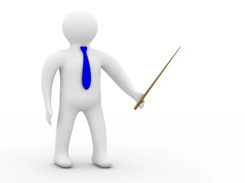 Person with pointer on white background. Isolated 3D image Stock Illustration