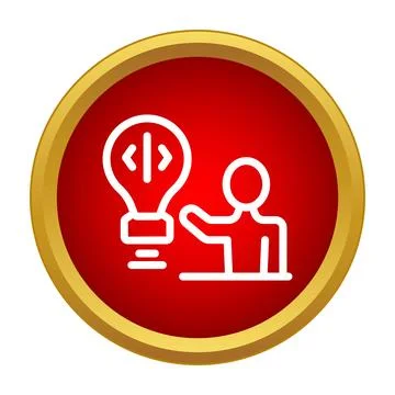 Person pointing at code idea light bulb icon イラスト素材