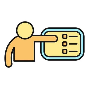 Person pointing at to do list on screen Stock Illustration