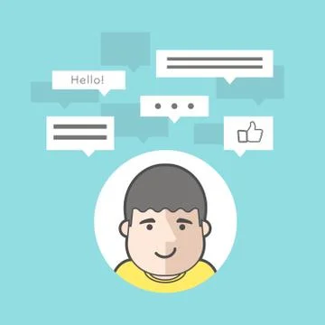 Person posting comments online concept Stock Illustration