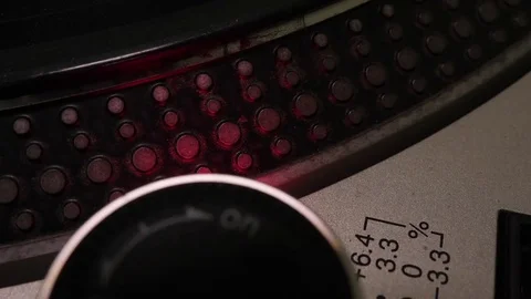 A person powers off a turntable or record player. Stock Footage 79331894