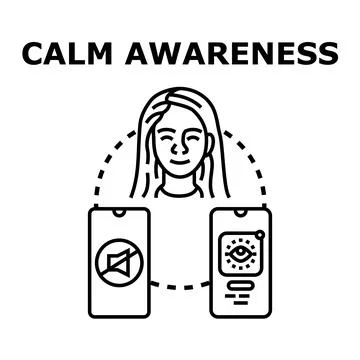 Person practicing calm awareness during digital detoxifying process Stock Illustration