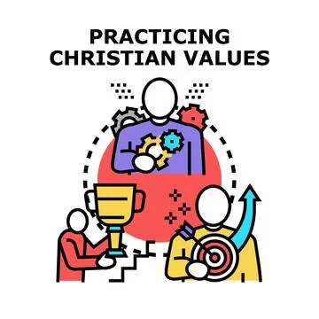 Person practicing christian values for religious achievement Stock Illustration