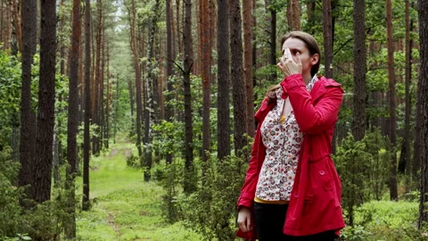 Person practicing EFT in forest. Stock Footage 279500833