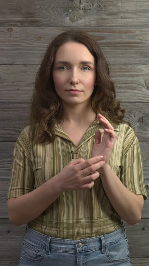 Person practicing EFT,  karate chop meridian point.  Vertical video. Video stock 279265129