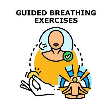 Person practicing guided breathing exercises for relaxation Ilustración de archivo