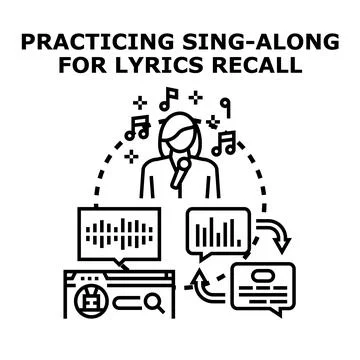 Person practicing karaoke performance or singing lesson process Stock Illustration