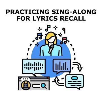 Person practicing karaoke performance or singing lesson process Stock Illustration