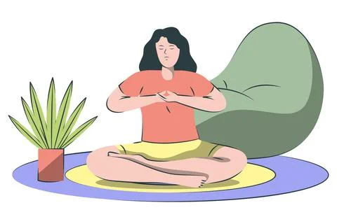 Person Practicing Mindful Breathing or Inhaling Deeply Stock Illustration