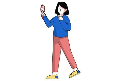 Person Practicing Positive Self-Talk and Affirmations Stock Illustration