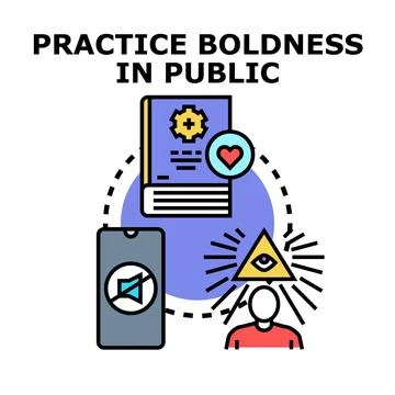Person practicing public speaking, communication training, digital detox Stock Illustration