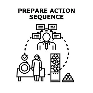 Person preparing action sequence for project planning or strategy Stock Illustration