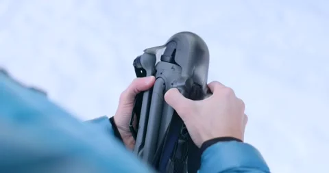 Person preparing a drone for takeoff. Copy space Vídeo Stock 331324581