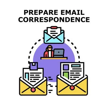 Person preparing email correspondence and online communication Stock Illustration