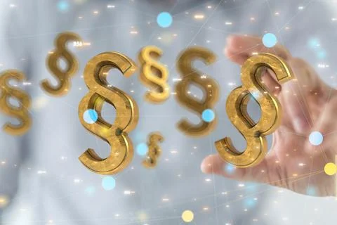 A person presenting the 3D render of paragraph section signs - law and justic 写真素材