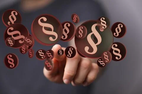 Person presenting the 3D render of paragraph section signs - law and justice Stock Photos
