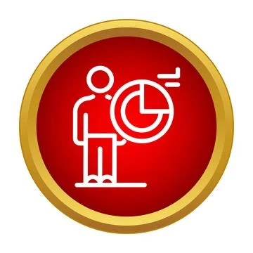 Person presenting data with pie chart icon Stock Illustration
