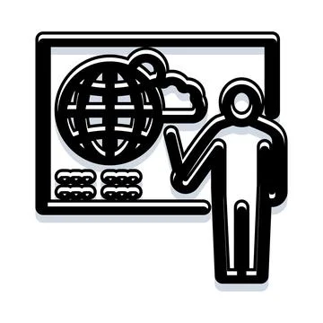 Person presenting global environmental data on screen Stock Illustration