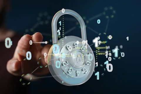 Person presenting a virtual projection of cyberspace Stock Photos
