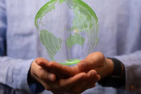 Person presenting the virtual projection of ecology and environmentalism イラスト素材