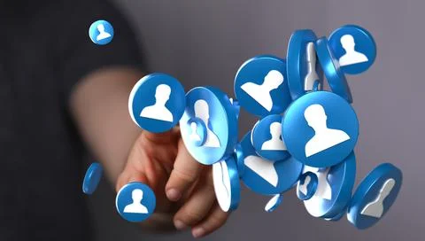 Person presenting a virtual projection of human network Stock Illustration