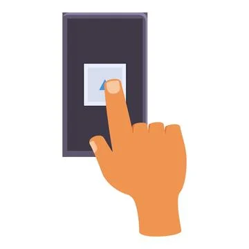 Person pressing button on control panel with finger イラスト素材
