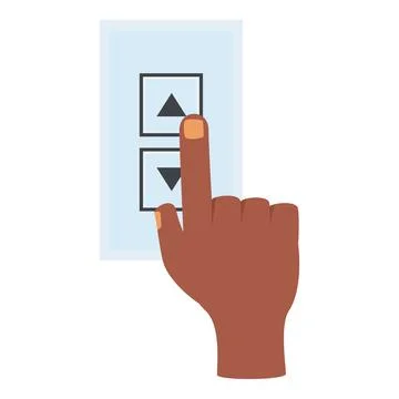 Person pressing up button on control panel Illustrazione stock