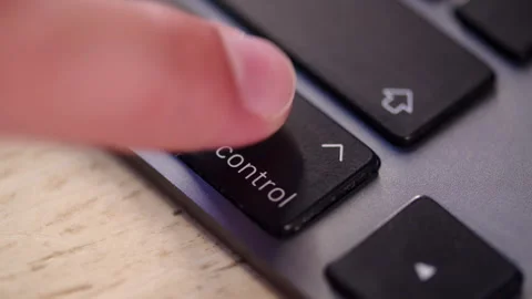 Person pressing control key on a laptop close up. Command button on a compu.. Stock Footage 340958952