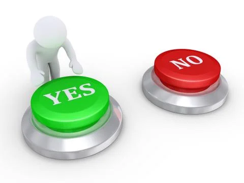 Person pressing the yes button Stock Illustration