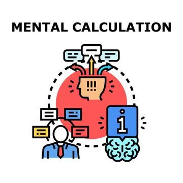 Person processing information for mental calculation brain activity Stock Illustration