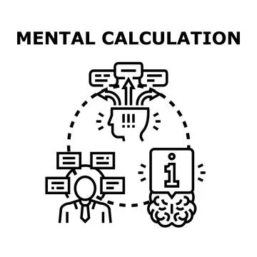 Person processing information for mental calculation brain activity イラスト素材