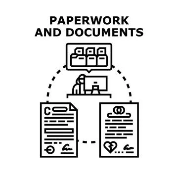 Person processing legal documents and paperwork concept イラスト素材