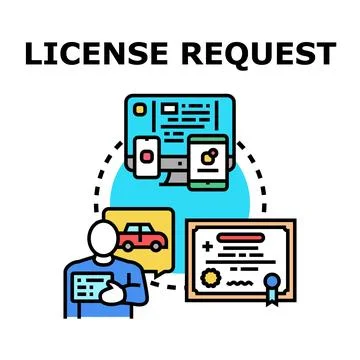Person processing online license request concept Stock Illustration