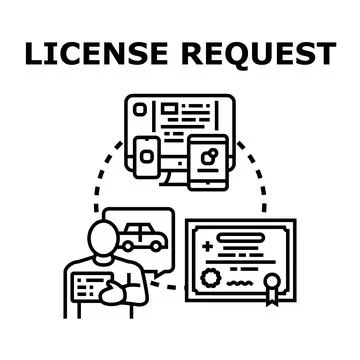 Person processing online license request concept Stock Illustration