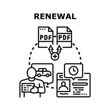 Person processing renewal of license and documents Stock Illustration