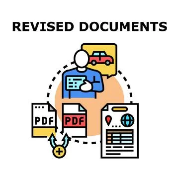 Person processing revised documents for logistics Stock Illustration