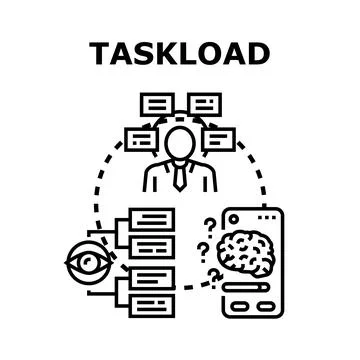 Person processing taskload receiving information and data Stock Illustration