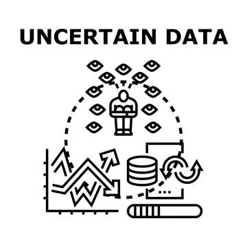 Person processing uncertain data concepts surrounded by eyes Stock Illustration