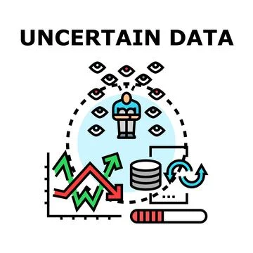 Person processing uncertain data concepts surrounded by eyes Stock Illustration