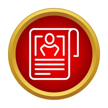 Person profile icon on document in red circle Stock Illustration