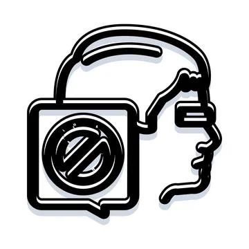 Person profile with speech bubble indicating censorship Stock Illustration