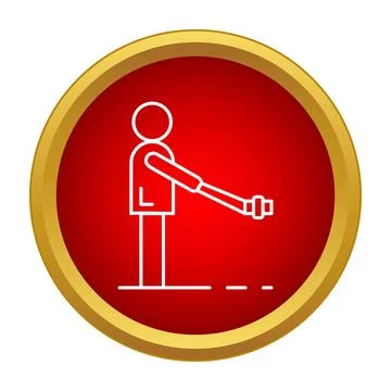 Person with a prosthetic arm in flat icon Stock Illustration