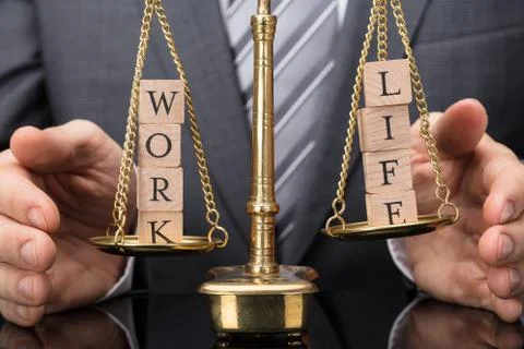 Person Protecting Justice Scale With Work And Life Balance Stock Photos
