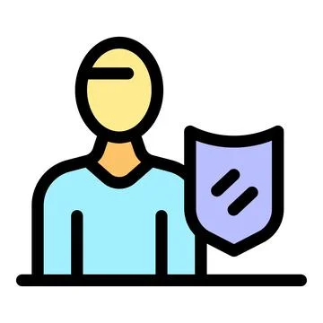 Person protecting personal data with shield, privacy and security concept Stock Illustration