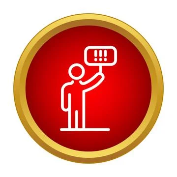 Person protesting holding sign with exclamation marks icon Stock Illustration