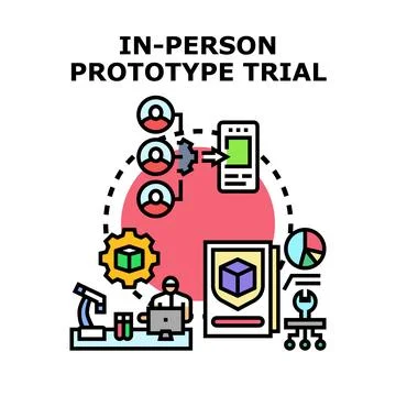In person prototype trial for product development Stock Illustration