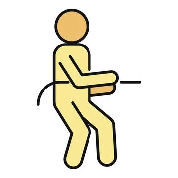 Person pulling rope showing effort in tug of war Stock Illustration