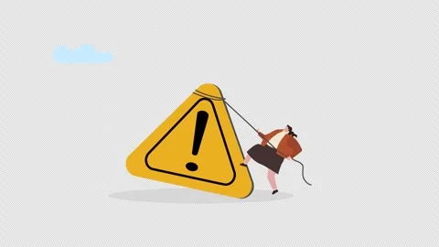Person pulling warning sign, overcoming business challenge, problem solving Stock Footage 346347806